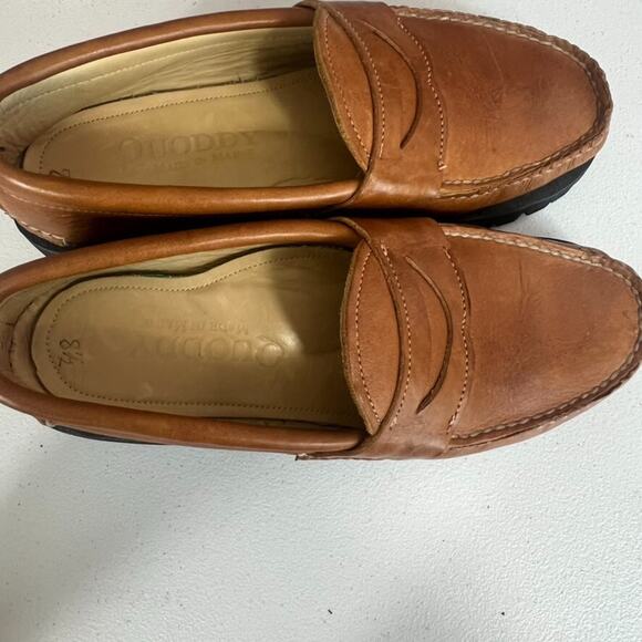 Quoddy Penny Loafers Womens 8.5 Brown Leather Slip On Chunky Sole Made In Italy - Picture 5 of 9
